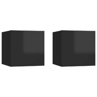  Bedside Cabinets 2 pcs High Gloss Black 30.5x30x30 cm Engineered Wood