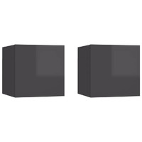  Bedside Cabinets 2 pcs High Gloss Grey 30.5x30x30 cm Engineered Wood