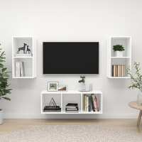  3 Piece TV Cabinet Set White Engineered Wood