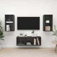  3 Piece TV Cabinet Set Grey Engineered Wood