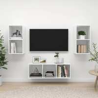  3 Piece TV Cabinet Set High Gloss White Engineered Wood