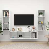  3 Piece TV Cabinet Set High Gloss White Engineered Wood