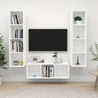  3 Piece TV Cabinet Set White Engineered Wood