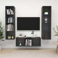  3 Piece TV Cabinet Set Grey Engineered Wood