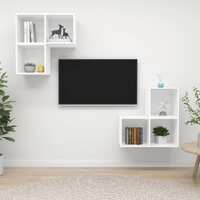  4 Piece TV Cabinet Set White Engineered Wood
