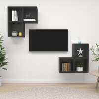  4 Piece TV Cabinet Set Grey Engineered Wood