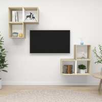  4 Piece TV Cabinet Set White and Sonoma Oak Engineered Wood