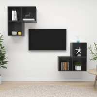  4 Piece TV Cabinet Set High Gloss Grey Engineered Wood