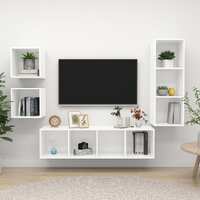  4 Piece TV Cabinet Set White Engineered Wood
