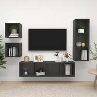  4 Piece TV Cabinet Set Grey Engineered Wood