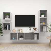  4 Piece TV Cabinet Set Concrete Grey Engineered Wood