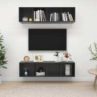  Wall-mounted TV Cabinets 2 pcs High Gloss Grey Engineered Wood