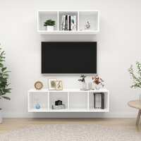 2 Piece TV Cabinet Set White Engineered Wood