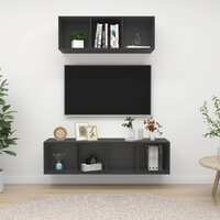 2 Piece TV Cabinet Set Grey Engineered Wood