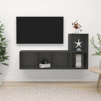  2 Piece TV Cabinet Set Grey Engineered Wood