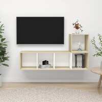  2 Piece TV Cabinet Set White and Sonoma Oak Engineered Wood