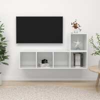  2 Piece TV Cabinet Set High Gloss White Engineered Wood