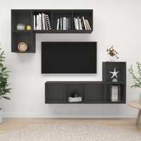  4 Piece TV Cabinet Set Grey Engineered Wood