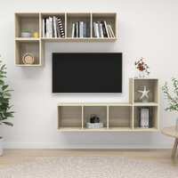  4 Piece TV Cabinet Set Sonoma Oak Engineered Wood