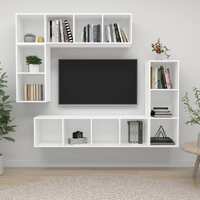  4 Piece TV Cabinet Set White Engineered Wood