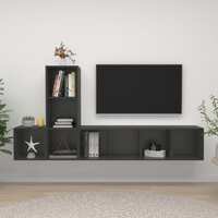  3 Piece TV Cabinet Set Grey Engineered Wood