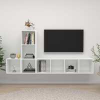  3 Piece TV Cabinet Set High Gloss White Engineered Wood