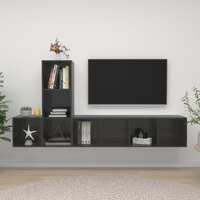  3 Piece TV Cabinet Set High Gloss Grey Engineered Wood