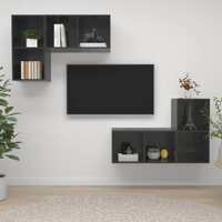  Wall-mounted TV Cabinets 4 pcs High Gloss Grey Engineered Wood