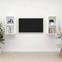  Wall-mounted TV Cabinets 2 pcs White Engineered Wood