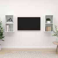  Wall-mounted TV Cabinets 2 pcs High Gloss White Engineered Wood