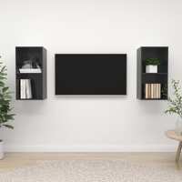  Wall-mounted TV Cabinets 2 pcs High Gloss Grey Engineered Wood
