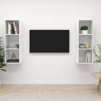  Wall-mounted TV Cabinets 2 pcs High Gloss White Engineered Wood