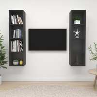  Wall-mounted TV Cabinets 2 pcs Grey Engineered Wood