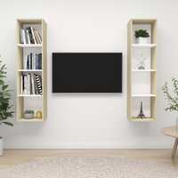  Wall-mounted TV Cabinets 2 pcs White and Sonoma Oak Engineered Wood