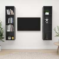  Wall-mounted TV Cabinets 2 pcs High Gloss Grey Engineered Wood