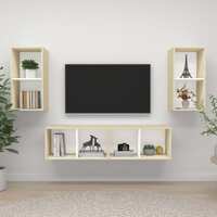  Wall-mounted TV Cabinets 4 pcs White and Sonoma Oak Engineered Wood
