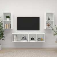  Wall-mounted TV Cabinets 4 pcs High Gloss White Engineered Wood