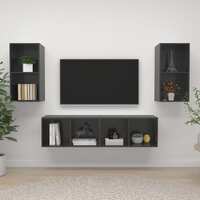  Wall-mounted TV Cabinets 4 pcs High Gloss Grey Engineered Wood