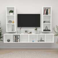  Wall-mounted TV Cabinets 4 pcs White Engineered Wood