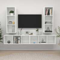  Wall-mounted TV Cabinets 4 pcs High Gloss White Engineered Wood