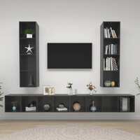  Wall-mounted TV Cabinets 4 pcs High Gloss Grey Engineered Wood