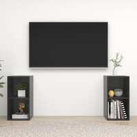  TV Cabinets 2 pcs High Gloss Grey 72x35x36.5 cm Engineered Wood
