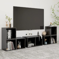  6 Piece TV Cabinet Set High Gloss Grey Engineered Wood