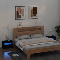  Bedside Cabinets 2 pcs with LEDs Black 60x35x40 cm