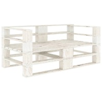  Garden 2-Seater Pallet Sofa White Solid Pinewood