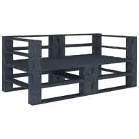  Garden 2-Seater Pallet Sofa Grey Solid Pinewood