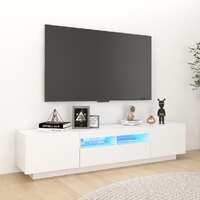  TV Cabinet with LED Lights White 180x35x40 cm