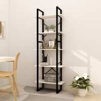  5-Tier Book Cabinet White 60x30x175 cm Pinewood