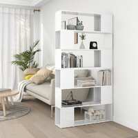  Book Cabinet Room Divider High Gloss White 100x24x188 cm