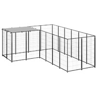  Dog Kennel Black 4.84 m² Steel